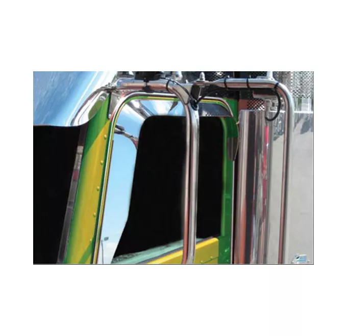01-0914002_l BESTfit Stainless Door Window Deflectors With Mirror Cutout Passenger Side For Peterbilt - Image 1