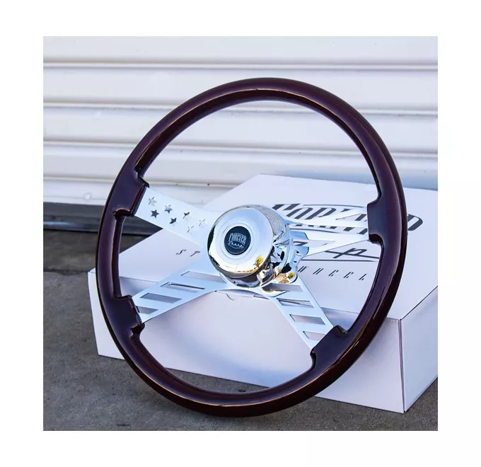 829CH-DW 18 Inch Chrome Stars And Stripes Dark Steering Wheel - Image 1