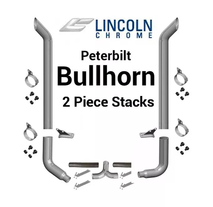 2-lipet8s-bull-359 Peterbilt 359 Non-Unibilt 8 Inch Bullhorn Lincoln Exhaust 2 Piece Package - Image 1