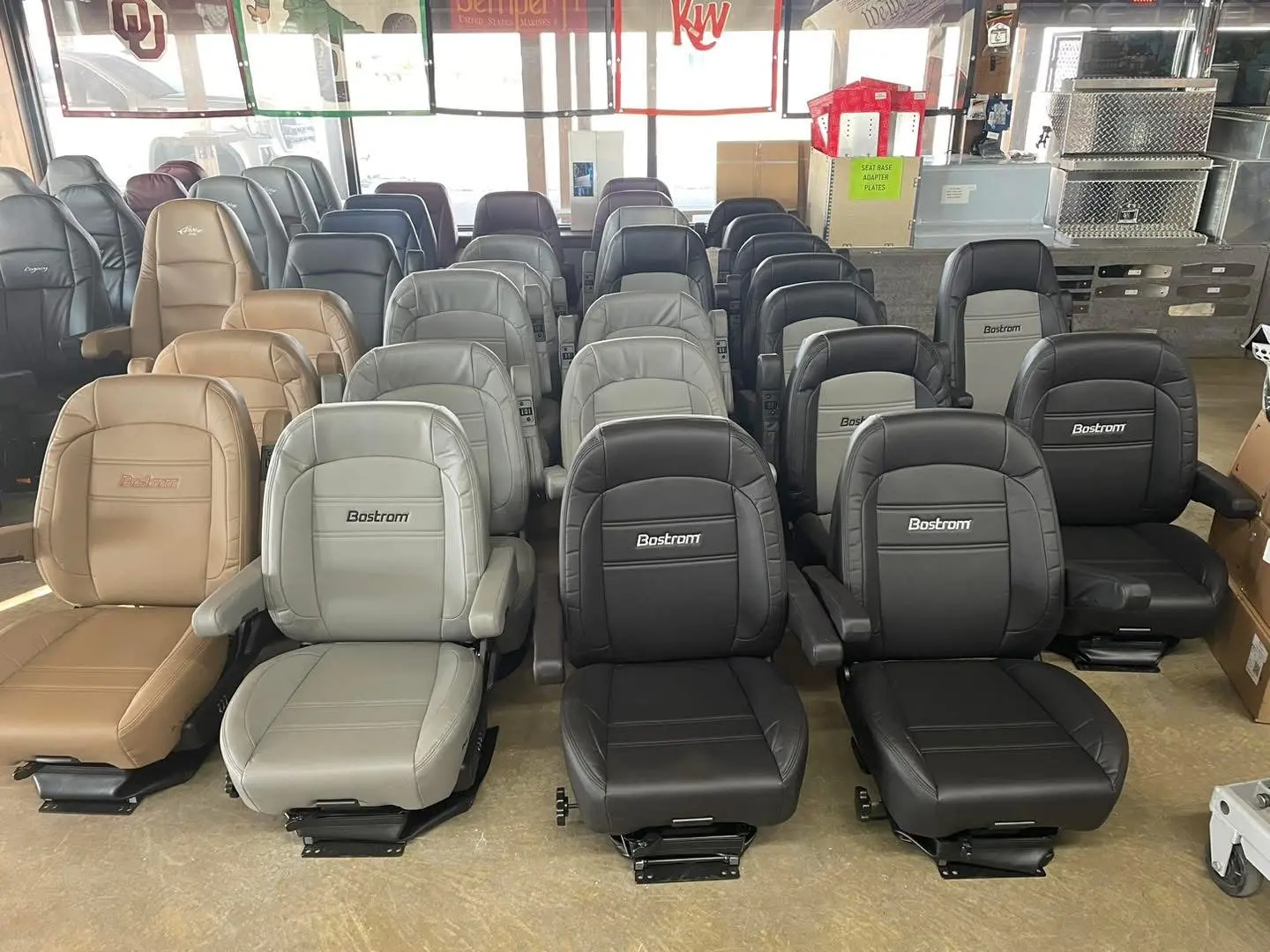 177177683577371.webp Bostrom black, tan, grey and maroon seats - Image 1